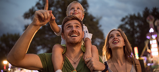 Family at Music Event at Night