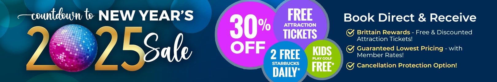 Countdown to New Years Sale - Save 30% and Receive Two Free Starbucks each day